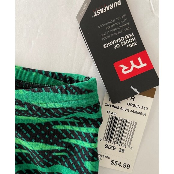 TYR Durafast Elite Crypsis Allover Jammer Men Swim Black Green Size 38 - $55 - Picture 3 of 8